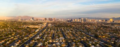 A skyline view of Las Vegas showing large neighborhoods